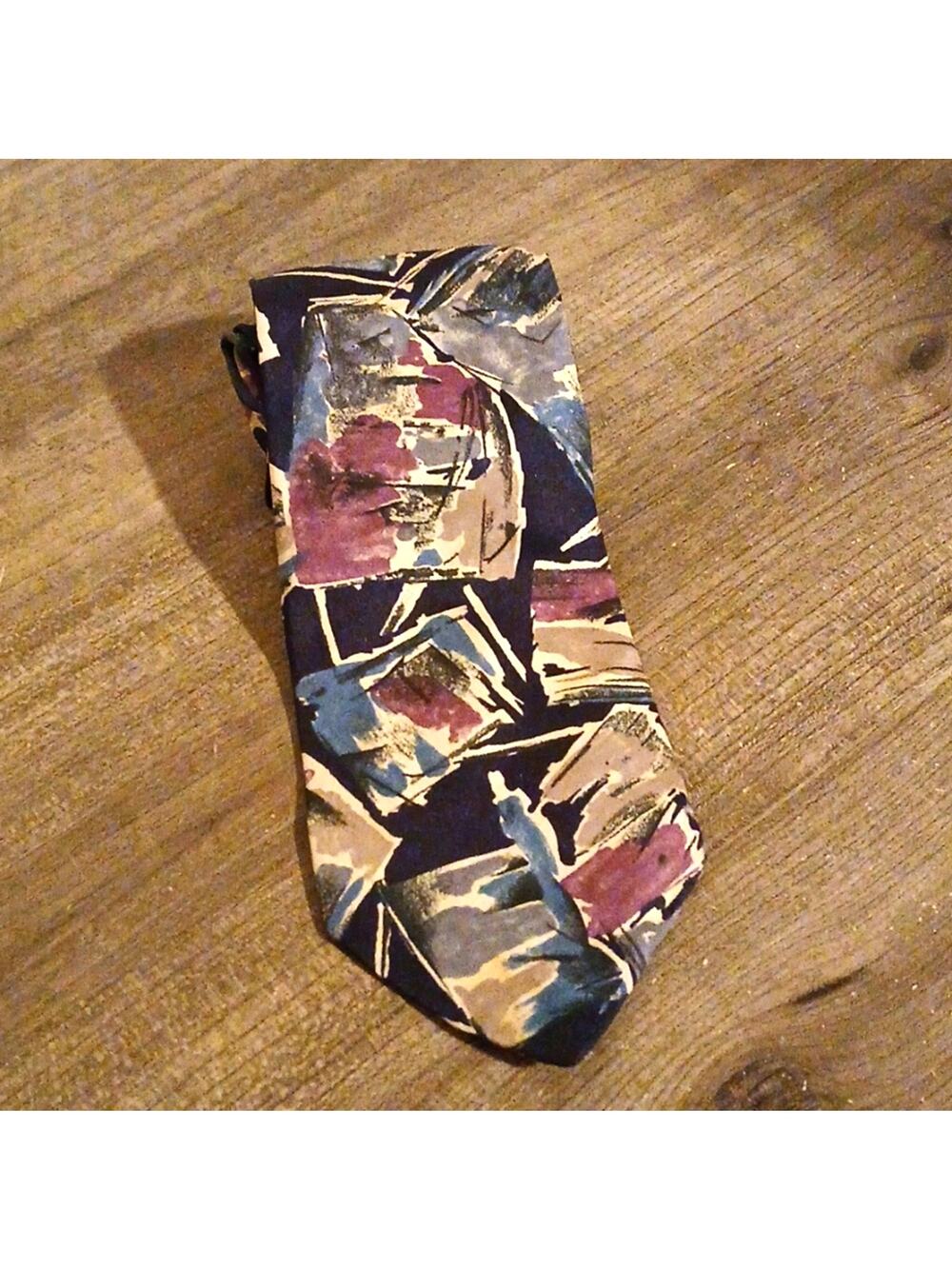 Vintage Watercolor Tie Oakton LTD 100% silk